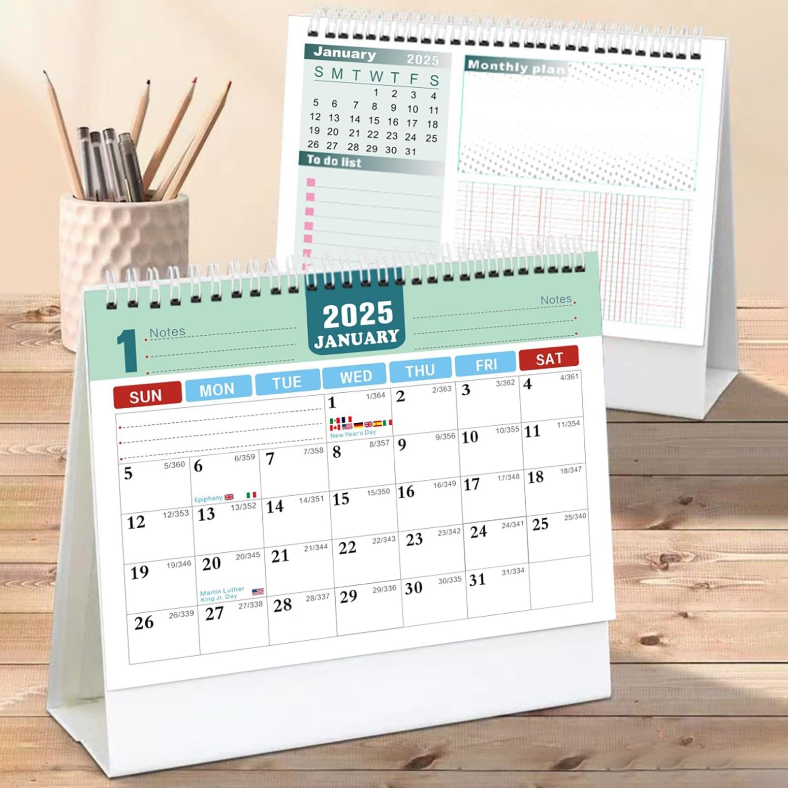 Amazon.co.jp: Joiozcon 卓上カレンダー 2024 年 7 月から 2025 年まで